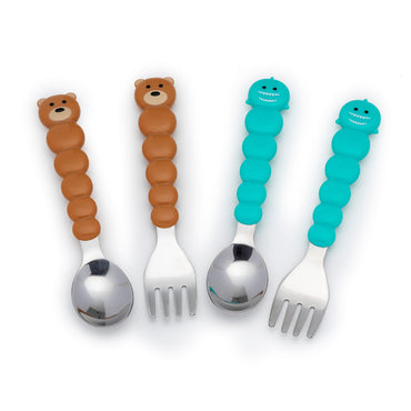 melii-spoons-forks-set-brown-bear-turquoise-shark-4-pcs